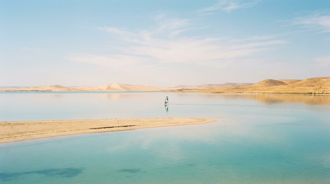 The forty-kilometre lagoon of Dakhla where the Sahara Desert meets the Atlantic