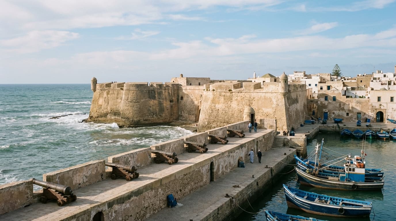 The UNESCO-listed Portuguese ramparts of El Jadida's Cité Portugaise on the Atlantic