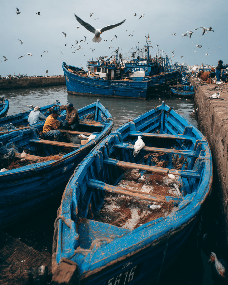 The Working Port in essaouira, Morocco - Working areas